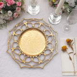 Gold Hollow Flower Acrylic Charger Plates.