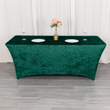 Add Elegance to Your Event with the Hunter Emerald Green Crushed Velvet Spandex Fitted Rectangular Table Cover
