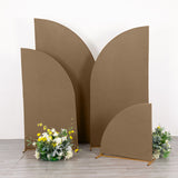 Enhance Your Wedding Arch with Matte Taupe Spandex Half Moon Chiara Backdrop Stand Covers