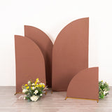 Transform Your Wedding Arch with Matte Terracotta (Rust) Spandex Half Moon Chiara Backdrop Stand Covers