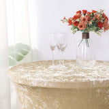 Beige Crushed Velvet Stretch Table Cover
