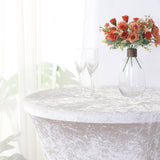 Luxury and Style with the White Crushed Velvet Spandex Fitted Round Highboy Cocktail Table Cover